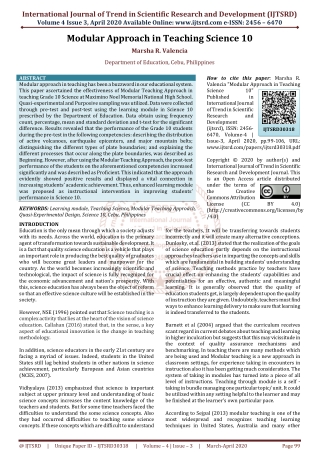 Modular Approach in Teaching Science 10