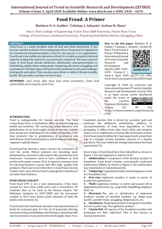 Food Fraud A Primer