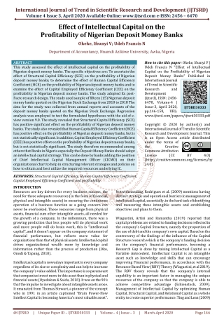 Effect of Intellectual Capital on the Profitability of Nigerian Deposit Money Banks