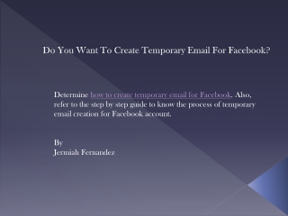 Do You Want To Create Temporary Email For Facebook?