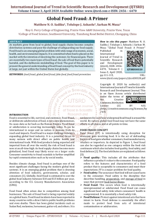 Global Food Fraud A Primer