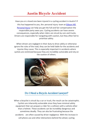 Bicycle Accident Lawyers in Austin