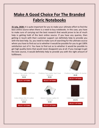 Make A Good Choice For The Branded Fabric Notebooks