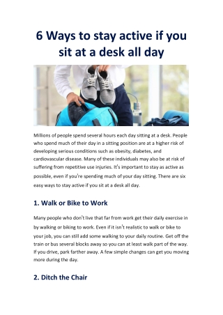 6 Ways to stay active if you sit at a desk all day