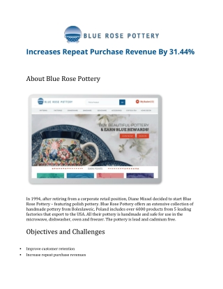 Blue Rose Pottery Increases Repeat Purchase Revenue By 31.44% - Success Story