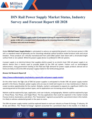 DIN Rail Power Supply Market Status, Industry Survey and Forecast Report till 2028