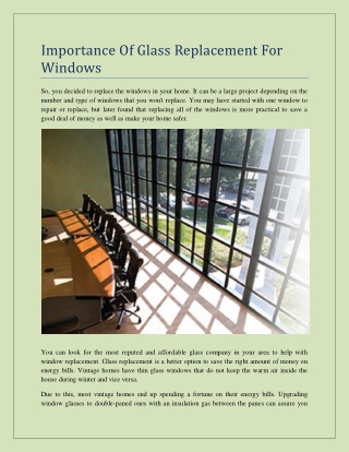 Importance Of Glass Replacement For Windows