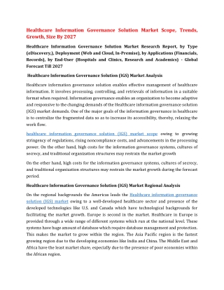 Healthcare Information Governance Solution Market Scope, Trends, Growth, Size By 2027