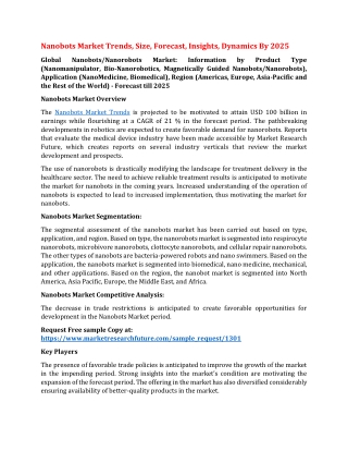 Nanobots Market Trends, Size, Forecast, Insights, Dynamics By 2025