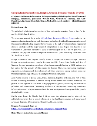 Calciphylaxis Market Scope, Insights, Growth, Demand, Trends, By 2023