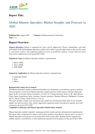 Manure Spreaders Analysis, Growth Drivers, Trends, and Forecast till 2026