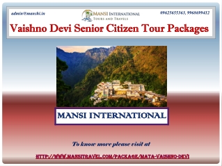 Best Vaishno Devi Senior Citizen Tour Packages