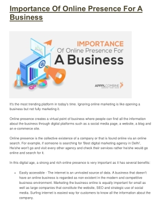 Importance Of Online Presence For A Business