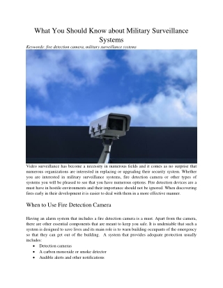 What You Should Know about Military Surveillance Systems