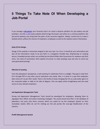 5 Things To Take Note Of When Developing a Job Portal