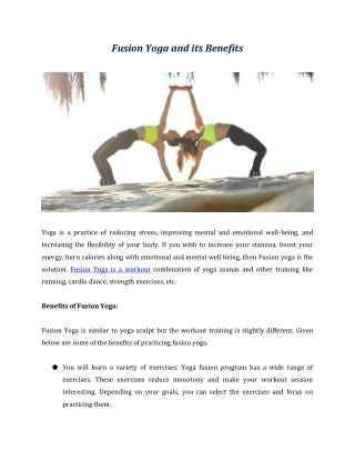 Fusion Yoga and its Benefits