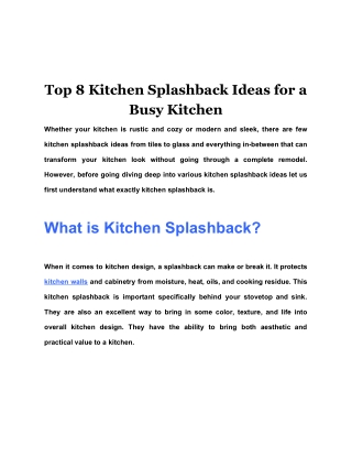 Top 8 Kitchen Splashback Ideas for a Busy Kitchen