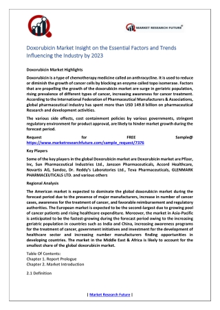 Doxorubicin Market Research Report - Forecast to 2025