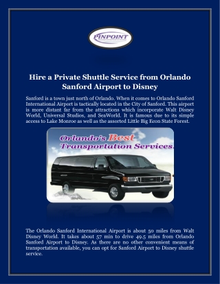 Hire a Private Shuttle Service from Orlando Sanford Airport to Disney