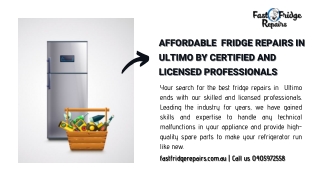 Affordable  Fridge Repairs in Ultimo by Certified and Licensed Professionals