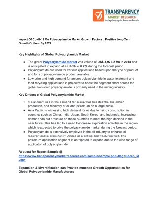 Polyacrylamide Market Growth Factors by Key Insights, Revenue Opportunities till 2027