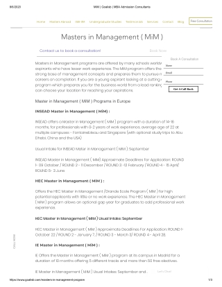 Masters in Management Programs | GoalISB