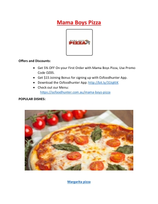 5% off - Mama Boys Pizza – Berwick Takeaway, VIC