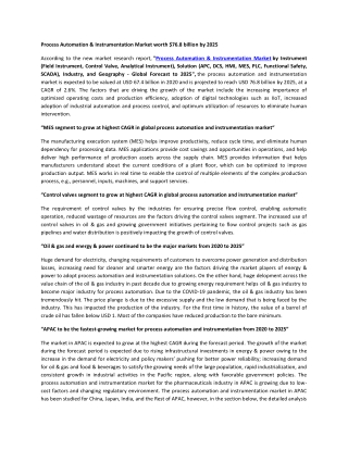 Process Automation & Instrumentation Market | Industry Analysis and Market Forecast to 2024 | MarketsandMarkets