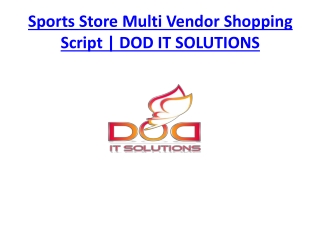 Sports Store Multi Vendor Shopping Script - dod it solution