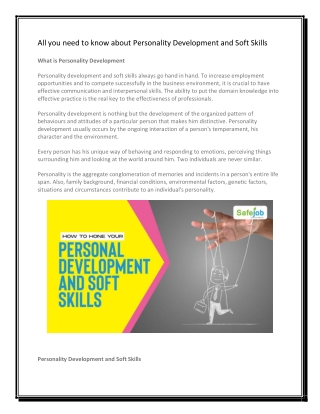 Safejob- Personality Development and Soft Skills