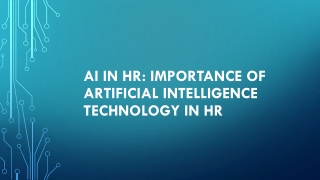 AI in HR: Importance of Artificial Intelligence Technology in HR
