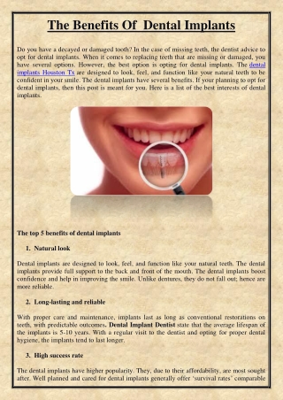 The Benefits Of Dental Implants