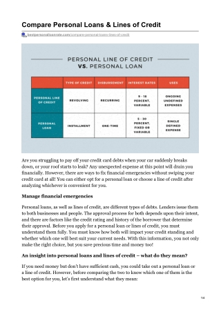 Compare Personal Loans and Lines of Credit - Best Personal Loan Rate