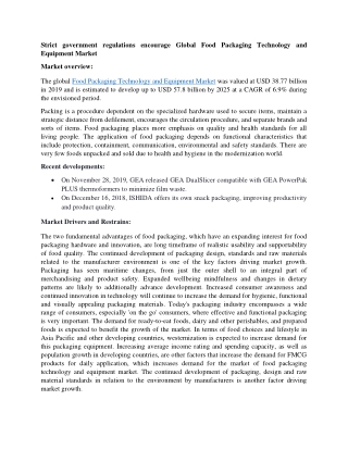 Asia Pacific to record the highest CAGR in Global Food Packaging Technology and Equipment Market
