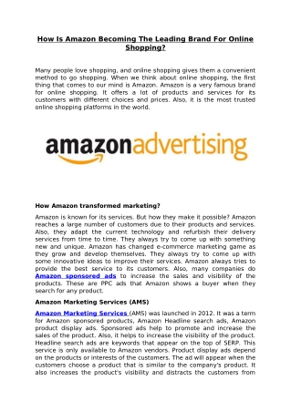 How Is Amazon Becoming The Leading Brand For Online Shopping