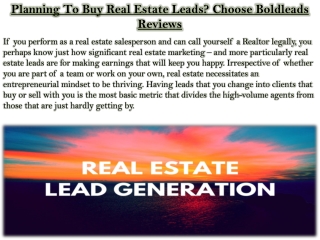 Planning To Buy Real Estate Leads? Choose Boldleads Reviews