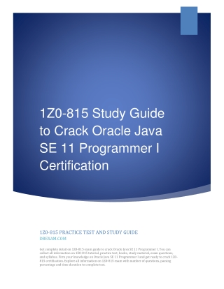 [PDF] 1Z0-815 Study Guide to Crack Oracle Java SE 11 Programmer I Certification