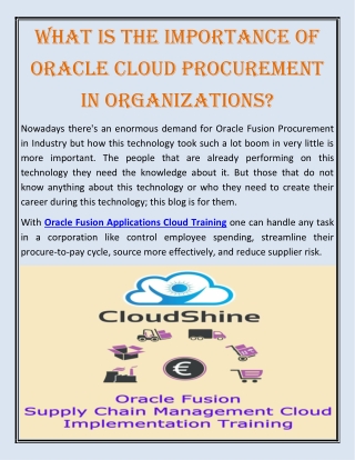 What Is The Importance Of Oracle Cloud Procurement In Organizations?