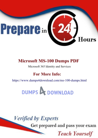 Microsoft MS-100 Dumps PDF ~ 100% Brilliant Results| Dumps4Download