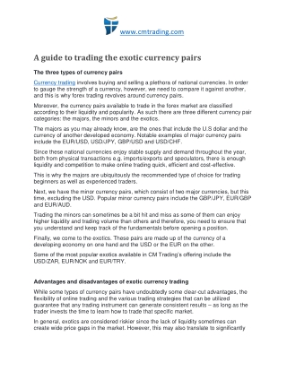 A Guide to Trading The Exotic Currency Pairs