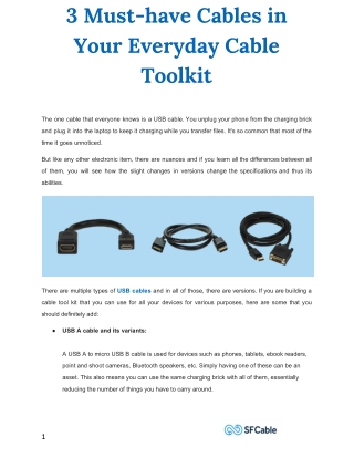 3 Must-have Cables in Your Everyday Cable Toolkit - SF Cable