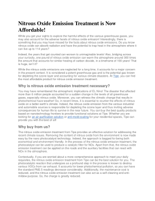 Nitrous Oxide Emission Treatment is Now Affordable!