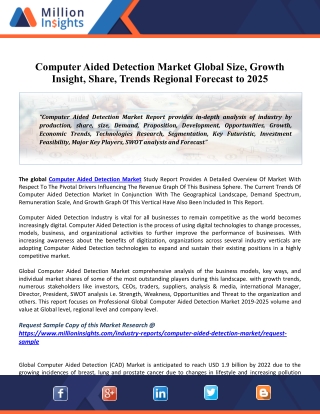 Computer Aided Detection Market 2020 Future Scope, Size Estimation, Revenue, Regional Outlook and Forecast to 2025