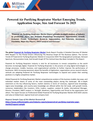 Powered Air Purifying Respirator Market Size Estimation, Industry Share, Business Analysis, Growth Opportunities By 2025