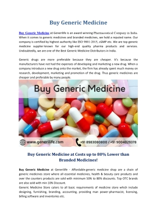 Buy Generic Medicine