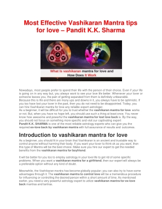 Most Effective Vashikaran Mantra tips for love -Pandit K.K. Sharma