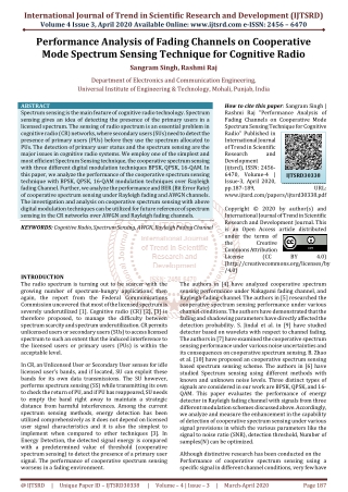 Performance Analysis of Fading Channels on Cooperative Mode Spectrum Sensing Technique for Cognitive Radio