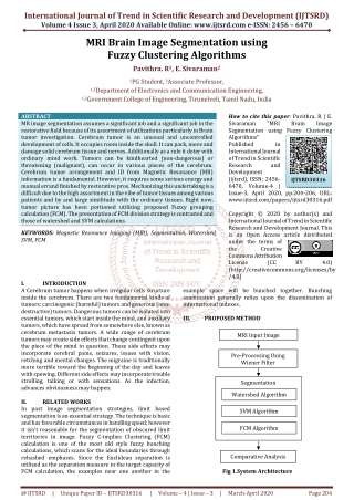 MRI Brain Image Segmentation using Fuzzy Clustering Algorithms