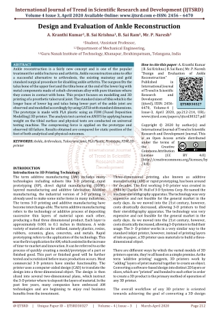 Design and Evaluation of Ankle Reconstruction