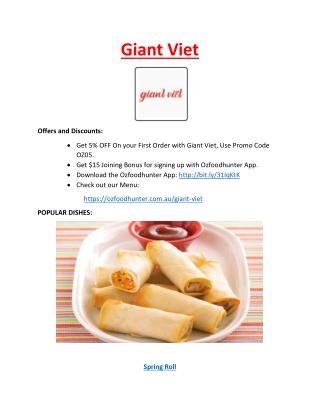 5% Off - Giant Viet - Vietnamese food Takeaway Menu St Kilda, VIC